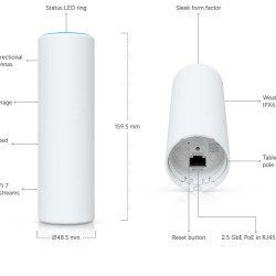 Access Point Mesh UniFi Ubiquiti WiFi 7 pentru Interior și Exterior, U7-Mesh